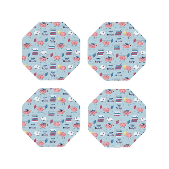 Kdxio Brain Training Funny Coasters,4 Pcs Leather Coasters,Housewarming Gifts,Protect Furniture from Water Marks Scratch and Damage
