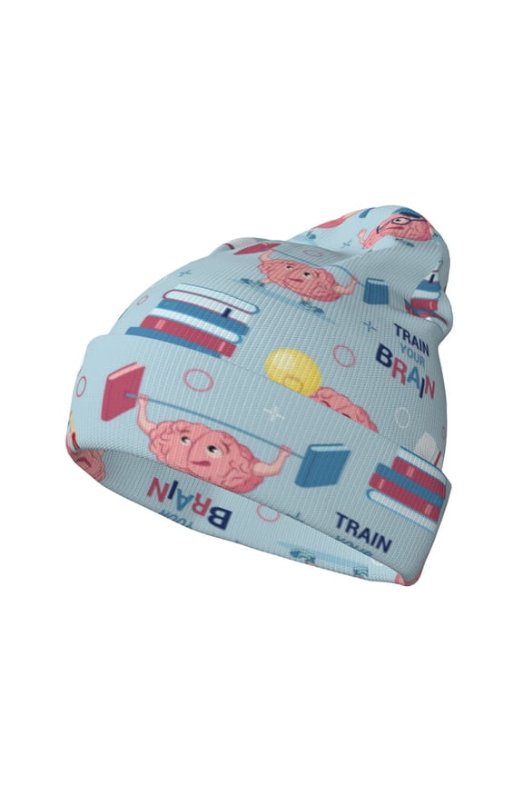 Brain Training Winter Beanie for Men Women Beanie Knit Hat Cuffed Cap Beanie Knit Chunky Snow Cap