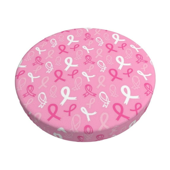 Kdxio Breast Cancer Awareness (3) Print Stool Covers Round,Stretch Round Bar Stool Covers Washable Bar Stool Cushion Slipcover for 12-15 Inch Chair