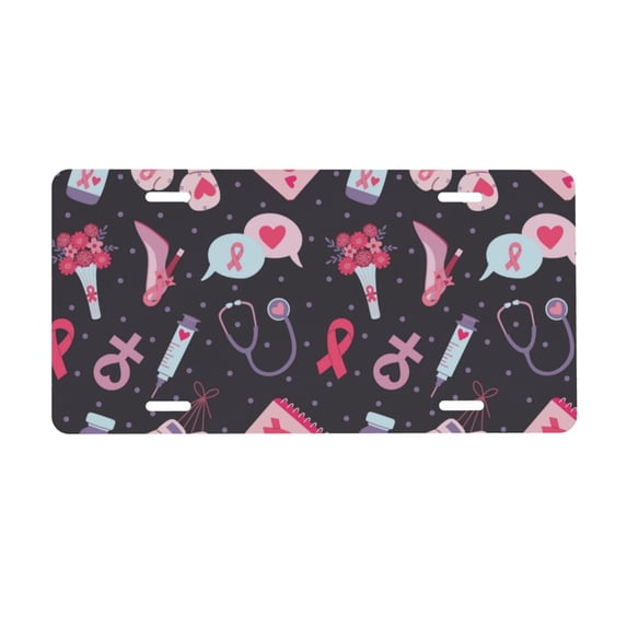 Kdxio Breast Cancer Awareness1 License Plate Car Front License Plate Car Decoration Car Accessories Front Tag Plate Standard Size
