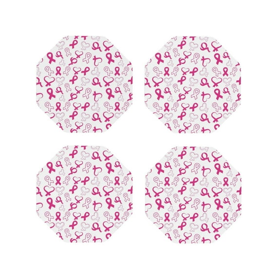 Kdxio Breast Cancer Awareness4 Funny Coasters,4 Pcs Leather Coasters,Housewarming Gifts,Protect Furniture from Water Marks Scratch and Damage