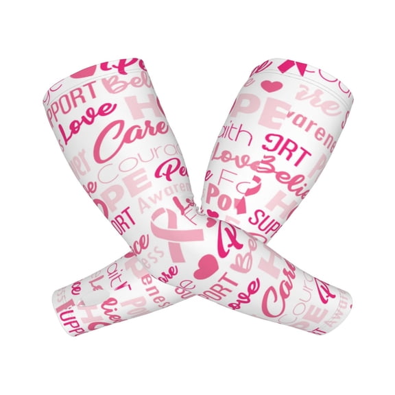 Kdxio Breast Cancer Pink Ribbons Awareness (2) Print UV Sun Protection Arm Sleeves - Tattoo Cover Up - Basketball Arm Sleeve UPF 50 Cooling for Men Women