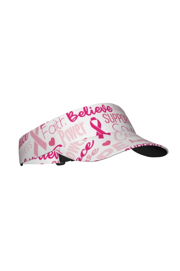 Breast Cancer Pink Ribbons Awareness Print Sun Visor Hat Golf Visor Adjustable Velcro Outdoor Sports Cap For Men Women