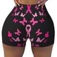 thumbnail image 1 of Kdxio Breast Cancer Print Workout Shorts for Women Seamless Soft Smooth Gym Yoga Scrunch Active Shorts, 1 of 5