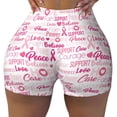 thumbnail image 1 of Kdxio Breast Cancer Ribbons Awareness Print Workout Shorts for Women Seamless Soft Smooth Gym Yoga Scrunch Active Shorts, 1 of 9