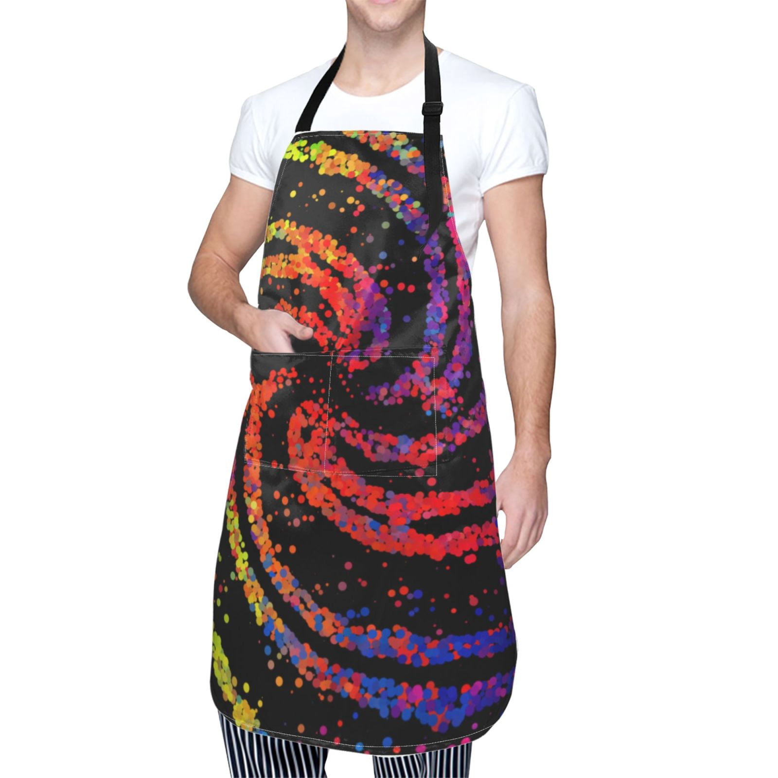 Kdxio A Bright Abstract Apron with Pockets Adjustable Kitchen Aprons for Men Women Waterproof Aprons for Cooking,Drawing,Crafting, Baking Household Cleaning
