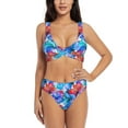 thumbnail image 1 of Kdxio Bright Flowers Print Women's 2 Piece High Waisted Wrap Spaghetti Strap Summer Swimsuit Bikini Set-XX-Large, 1 of 7