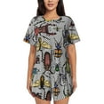 thumbnail image 1 of Kdxio Bright Insects Print Pajamas Sets for Women Short-Sleeved Pjs with Lounge Shorts Two Piece Sleepwear S-4XL, 1 of 8