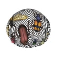 thumbnail image 1 of Kdxio Bright Insects Print Shower Cap for Women,Elastic and Reusable,Double Waterproof Layers Bathing Hat, 1 of 9