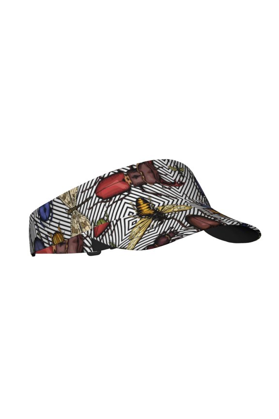 Bright Insects Print Sun Visor Hat Golf Visor Adjustable Velcro Outdoor Sports Cap For Men Women