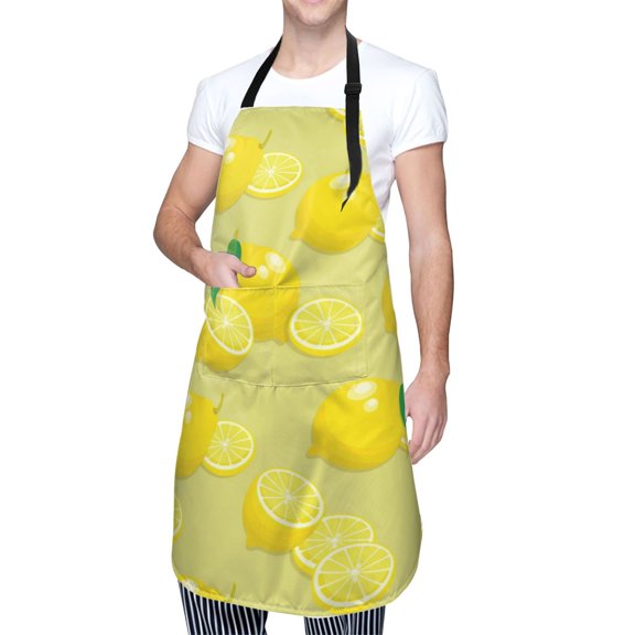 Kdxio Bright Lemons Apron with Pockets Adjustable Kitchen Aprons for Men Women Waterproof Aprons for Cooking,Drawing,Crafting, Baking Household Cleaning