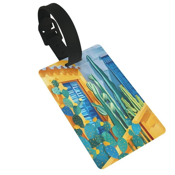 Kdxio Bright Paper Cactus Scene Luggage Tags Privacy Cover ID Label Suitcase Tags Identifiers For School Bags,Suitcases