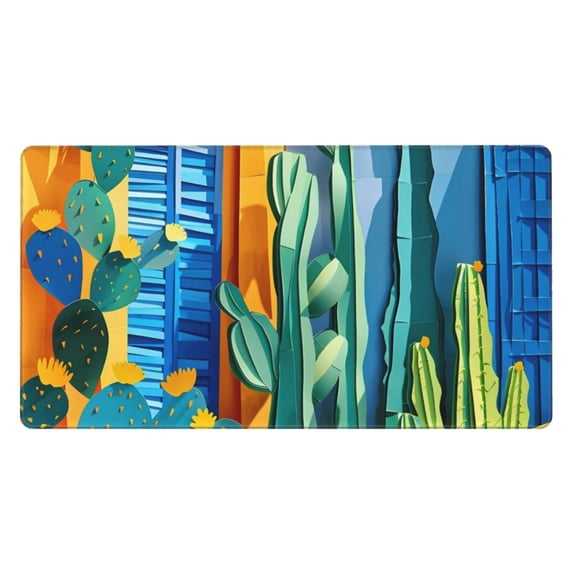 Kdxio Bright Paper Cactus Scene Print Large Gaming Mouse Pad,Non-Slip Base,Water Resist Keyboard Pad for Gamer,Office & Home,29.5 x 15.8 in