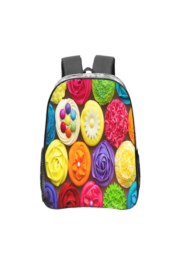 Brightly Colored Cupcakes Clear Backpack, Transparent Bookbag for School for Women Men, Capacity Clear Bag for College, Travel