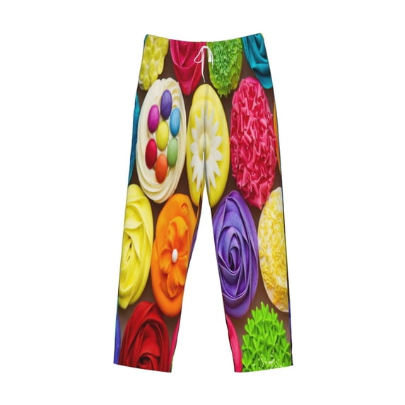 Kdxio Brightly Colored Cupcakes Print Men's Sleep Pajama Pant Lounge Pants with Pockets