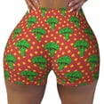 thumbnail image 1 of Kdxio Broccoli Print Workout Shorts for Women Seamless Soft Smooth Gym Yoga Scrunch Active Shorts, 1 of 5