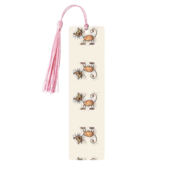 Kdxio Brown Cat Cartoon Print Metal Tassel Bookmarks,Perfect Gift for Art Lovers and Bookworms Metal Bookmarks for Women