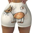 thumbnail image 1 of Kdxio Brown Cat Cartoon Print Workout Shorts for Women Seamless Soft Smooth Gym Yoga Scrunch Active Shorts, 1 of 9