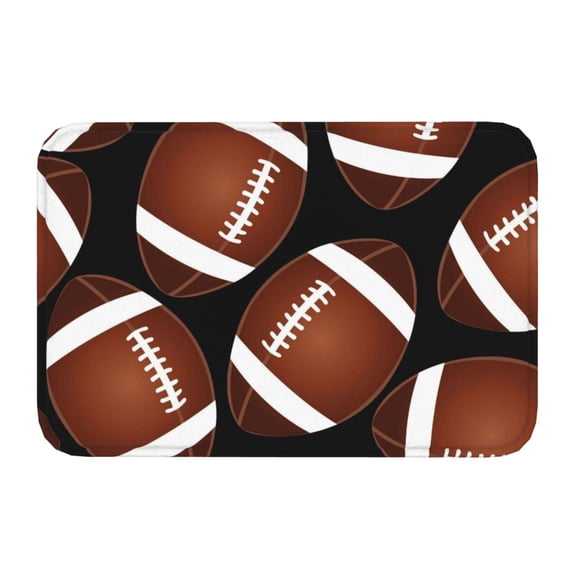 Kdxio Brown Football On Black,16" x 24", Non-Slip Front Door Mats,Outdoor Welcome Mat Washable
