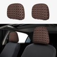 thumbnail image 1 of Kdxio Brown Gold Grid Pattern Print 2 Piece Car Head Rest Covers Set Auto Front/Rear Seats Headrest Cover Universal Fit Most Cars,Sedan, SUV, 1 of 9