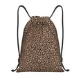 thumbnail image 1 of Kdxio Brown Leopard Print Drawstring Backpack Bag,Waterproof Draw String Back Sack, Gym Drawstring Bags Swim Bag For Unisex, 1 of 9