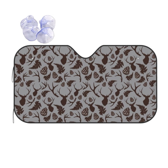 Kdxio Brown Moose with Pinecones Print Front Windshield Sun Shade,Folding Auto Sunshade for Car Truck SUV-Medium