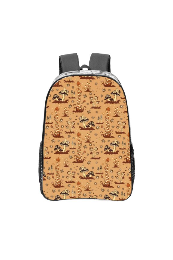 Brown Mushrooms Clear Backpack, Transparent Bookbag for School for Women Men, Capacity Clear Bag for College, Travel