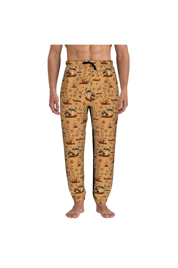 Brown Mushrooms Pattern Joggers,Sweatpants for Men with Pockets-Medium