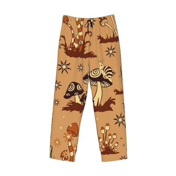 Kdxio Brown Mushrooms Print Men's Sleep Pajama Pant Lounge Pants with Pockets