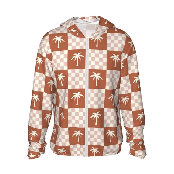Kdxio Brown Palms Print Women Men Sun Protection UPF 50+ Jackets Zip Up Long Sleeve Hoodie Hiking Lightweight with Pockets
