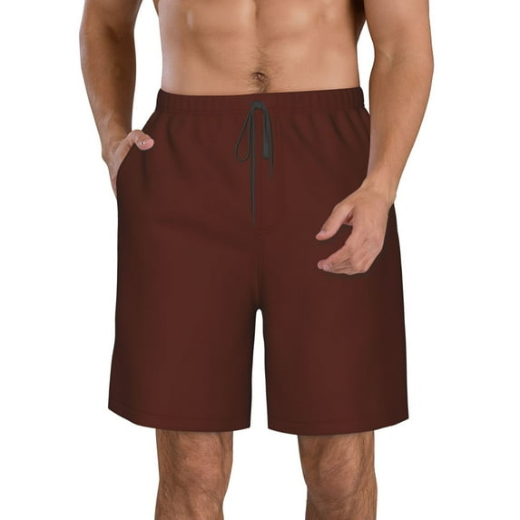 Kdxio Brown Pattern Mens Casual Shorts - Drawstring Summer Beach Sports Shorts for Men