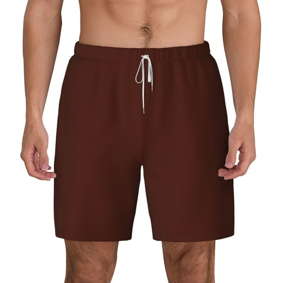 Kdxio Brown Print Men'S Swim Trunks With Compression Liner 7 Inch Inseam Quick Dry Swim Shorts
