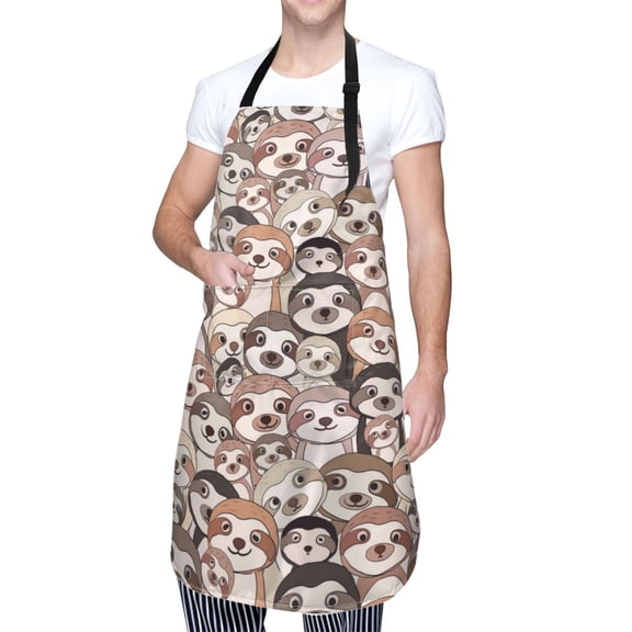 Kdxio Brown Sloth Apron with Pockets Adjustable Kitchen Aprons for Men Women Waterproof Aprons for Cooking,Drawing,Crafting, Baking Household Cleaning