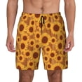 thumbnail image 1 of Kdxio Brown Wood Grain Sunflower A Print Men's Swim Trunks with Compression Liner 7 Inch Inseam Quick Dry Swim Shorts, 1 of 5