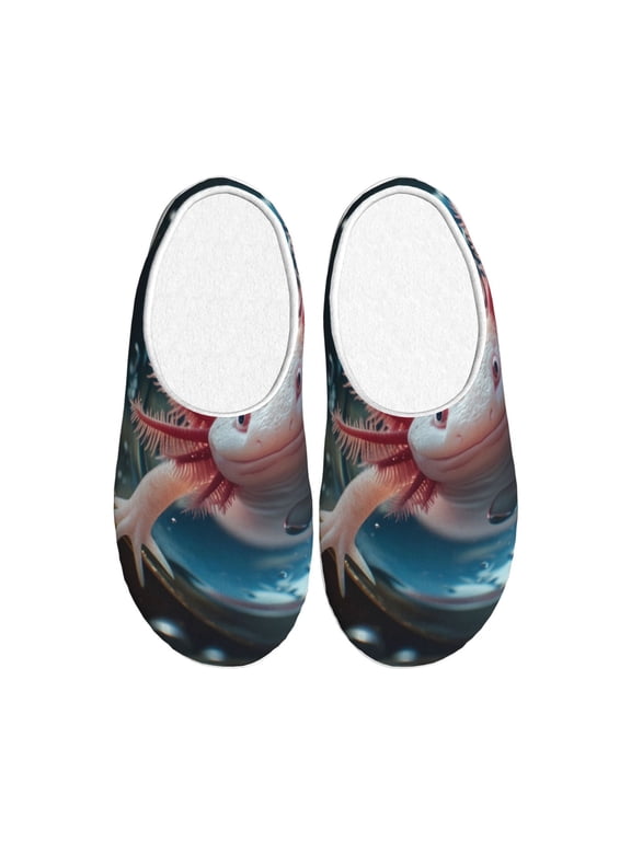 Bubbles Axolotl Fantasy Women's Men's Slippers Plush Slip-On House Slipper for Winter Indoor Soft Cushion Non-slip Fluffy Slides Slippers-37/38