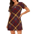 thumbnail image 1 of Kdxio Buffalo Check Plaid Pattern Womens Short Sleeve Sleepshirt Scoopneck Cute Nightdress Ruffle Comfy Nightgown, 1 of 6