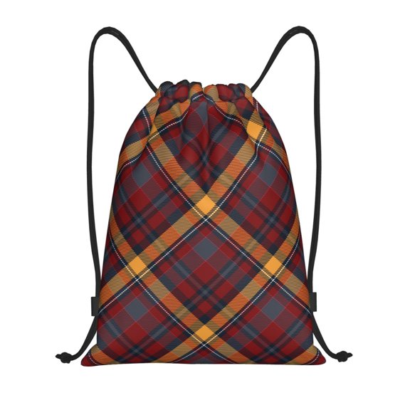Kdxio Buffalo Check Plaid Print Drawstring Backpack Bag,Waterproof Draw String Back Sack, Gym Drawstring Bags Swim Bag For Unisex