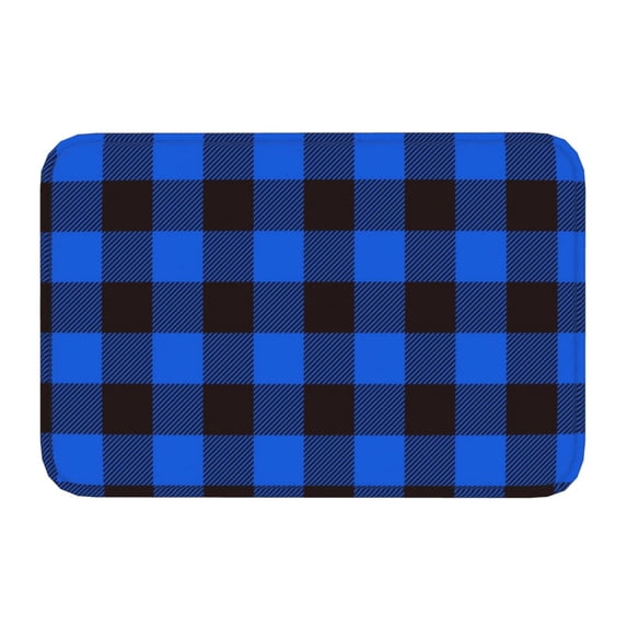 Kdxio Buffalo Plaid Blue Black,16" x 24", Non-Slip Front Door Mats,Outdoor Welcome Mat Washable