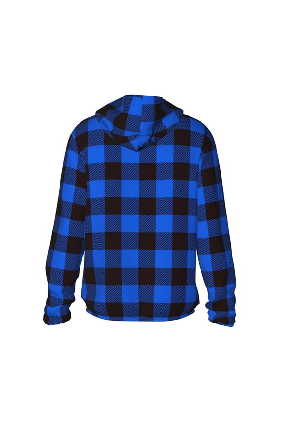 Buffalo Plaid Blue Black Print Women Men Sun Protection UPF 50+ Jackets Zip Up Long Sleeve Hoodie Hiking Lightweight with Pockets