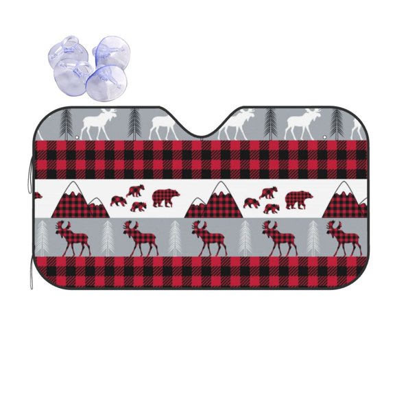 Kdxio Buffalo Plaid Forest Print Front Windshield Sun Shade,Folding Auto Sunshade for Car Truck SUV-Small