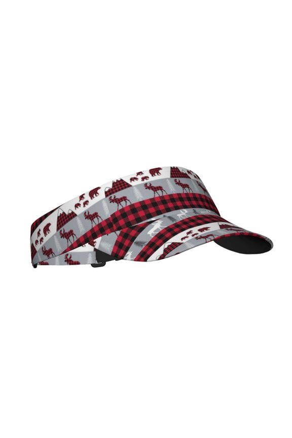 Buffalo Plaid Forest Print Sun Visor Hat Golf Visor Adjustable Velcro Outdoor Sports Cap for Men Women