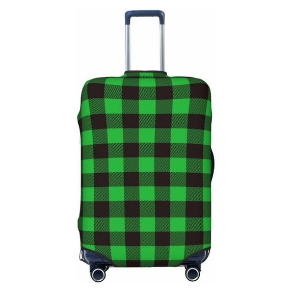 Kdxio Buffalo Plaid Green Black Pattern Luggage Cover for Travel,Elastic and Durable,Fits 18-32 Inch,Anti-Scratch Suitcase Protector