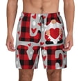 thumbnail image 1 of Kdxio Buffalo Plaid Love And Gnome Print Men's Swim Trunks with Compression Liner 7 Inch Inseam Quick Dry Swim Shorts, 1 of 5