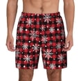 thumbnail image 1 of Kdxio Buffalo Plaid Snowflakes Print Men's Swim Trunks with Compression Liner 7 Inch Inseam Quick Dry Swim Shorts, 1 of 5
