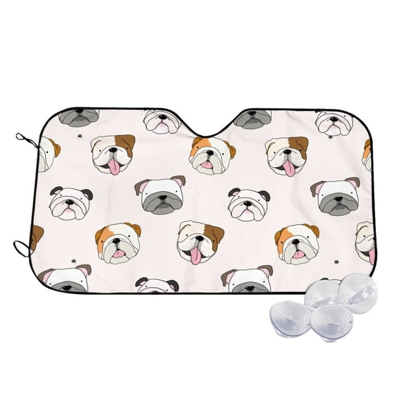 Kdxio Bulldog Face Print Windshield Sun Shade,UV Rays and Sun Heat Protection,Sunshade for Car Windshield,Car Shade Front Windshield - Small