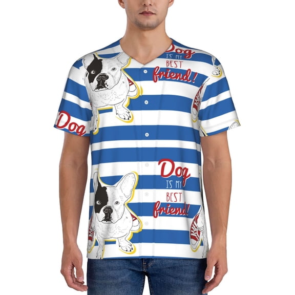 Kdxio Bulldog Friend Mens T-Shirts Baseball Vintage Fashionable Lightweight Casual Crew Neck Slim Fit with Long Sleeves-Small