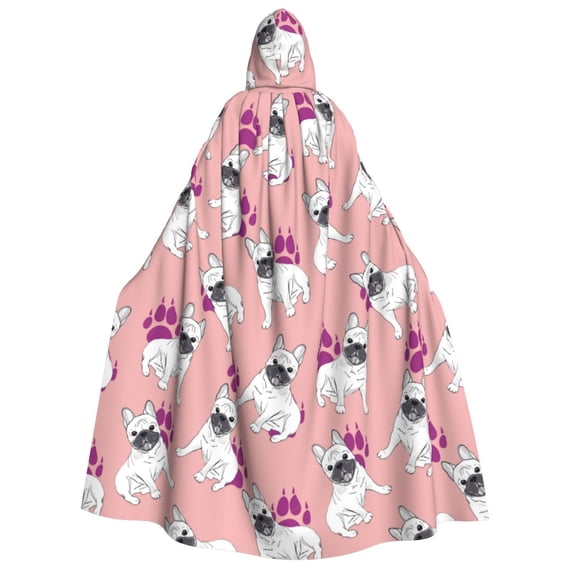 Kdxio Bulldog Print Hooded Cloak Unisex Cloak with Hood Halloween Christmas Cape Cosplay Costume