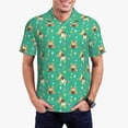 thumbnail image 1 of Kdxio Bulldog Puppy Flower Print Men's Short Sleeve Polo Shirt,Midweight Men's Shirt, 1 of 6