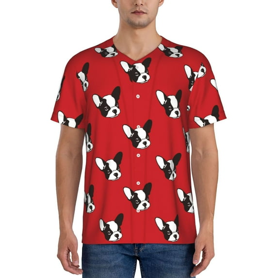 Kdxio Bulldog Red Mens T-Shirts Baseball Vintage Fashionable Lightweight Casual Crew Neck Slim Fit with Long Sleeves-3X-Large