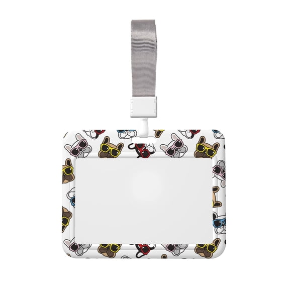 Kdxio Bulldog Sunglasses Face Card Badge Holder Work Badge Sleeve for Office, School, Factory, ID Credit Cards, Driver Licenses and Passes